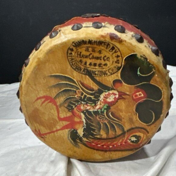 10" Vintage Chinese Dragon Phoenix Tom Tom 2 Sided Hawking Drum - Picture 2 of 4